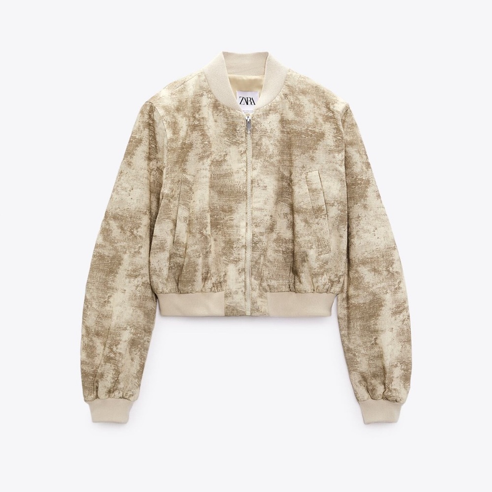 Zara Printed Cropped Bomber